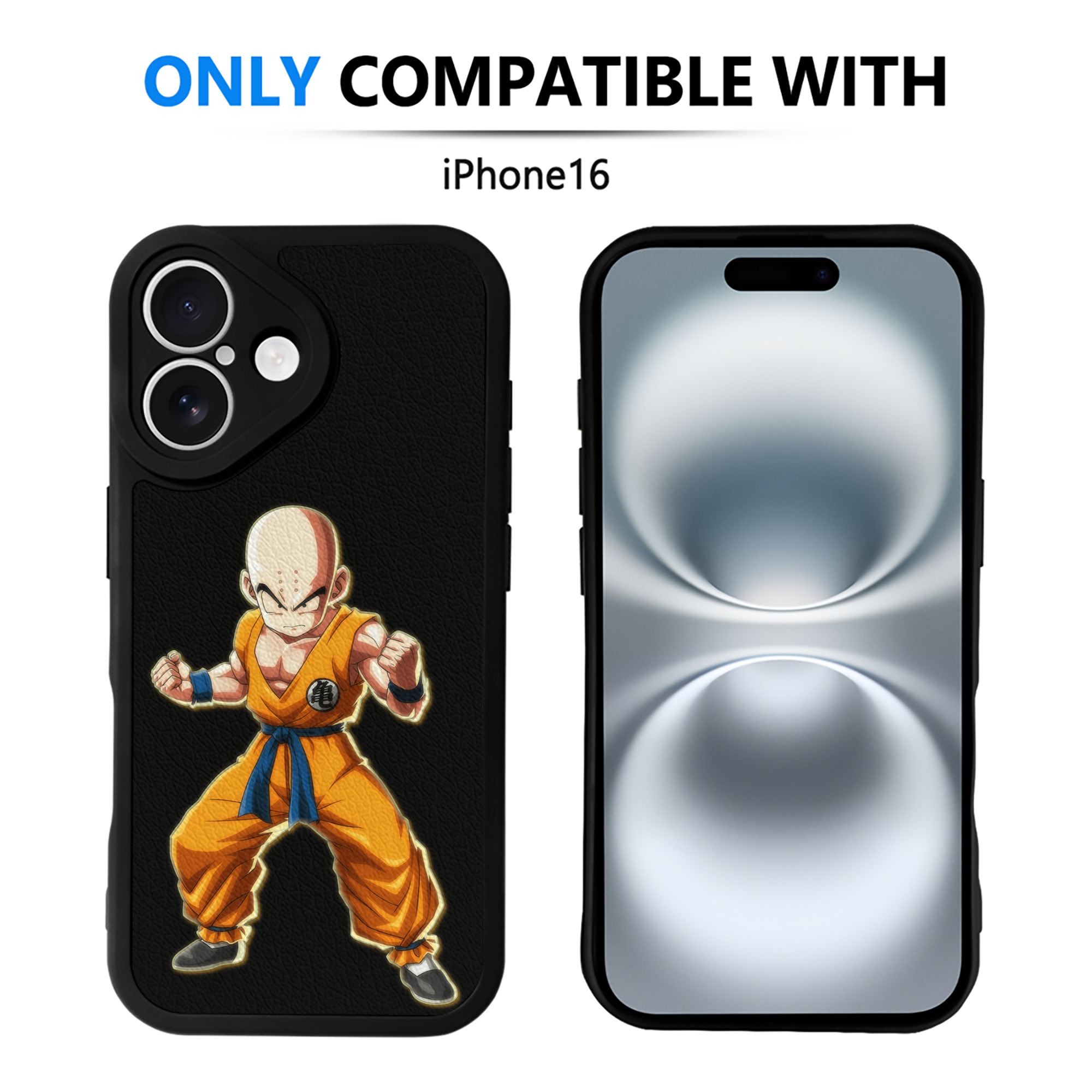 （画像用） ドラゴンボール クリリン DRAGON BALL krillin 【iPhone 16シリーズ対応】シリコンスマホケース（レザー調） 材質：シリコン